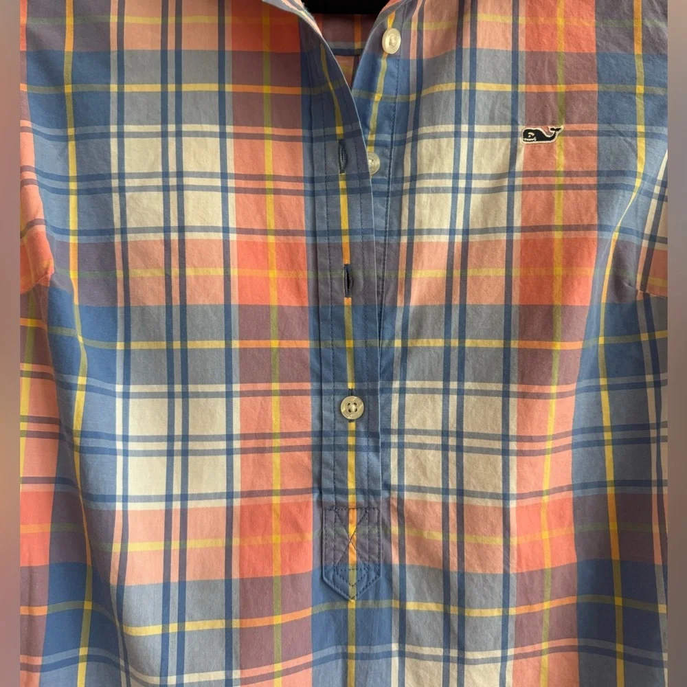 Vineyard Vines Plaid Popover Button Down Shirt Size 4